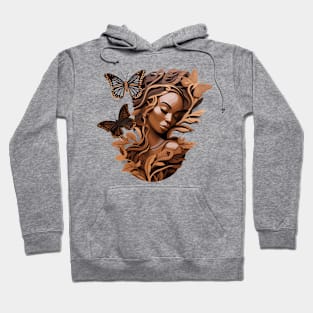 Wooden Carving of a Braided African Woman Hoodie